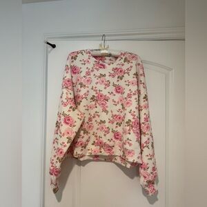 Altar’d State AS Revival Pink Floral Athletic Sweater